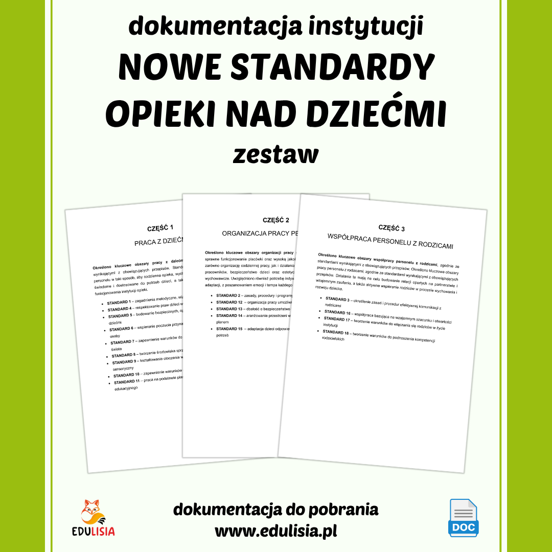 standardy opieki nad dziećmi w wieku do lat 3 - gotowe wzory dokumentów