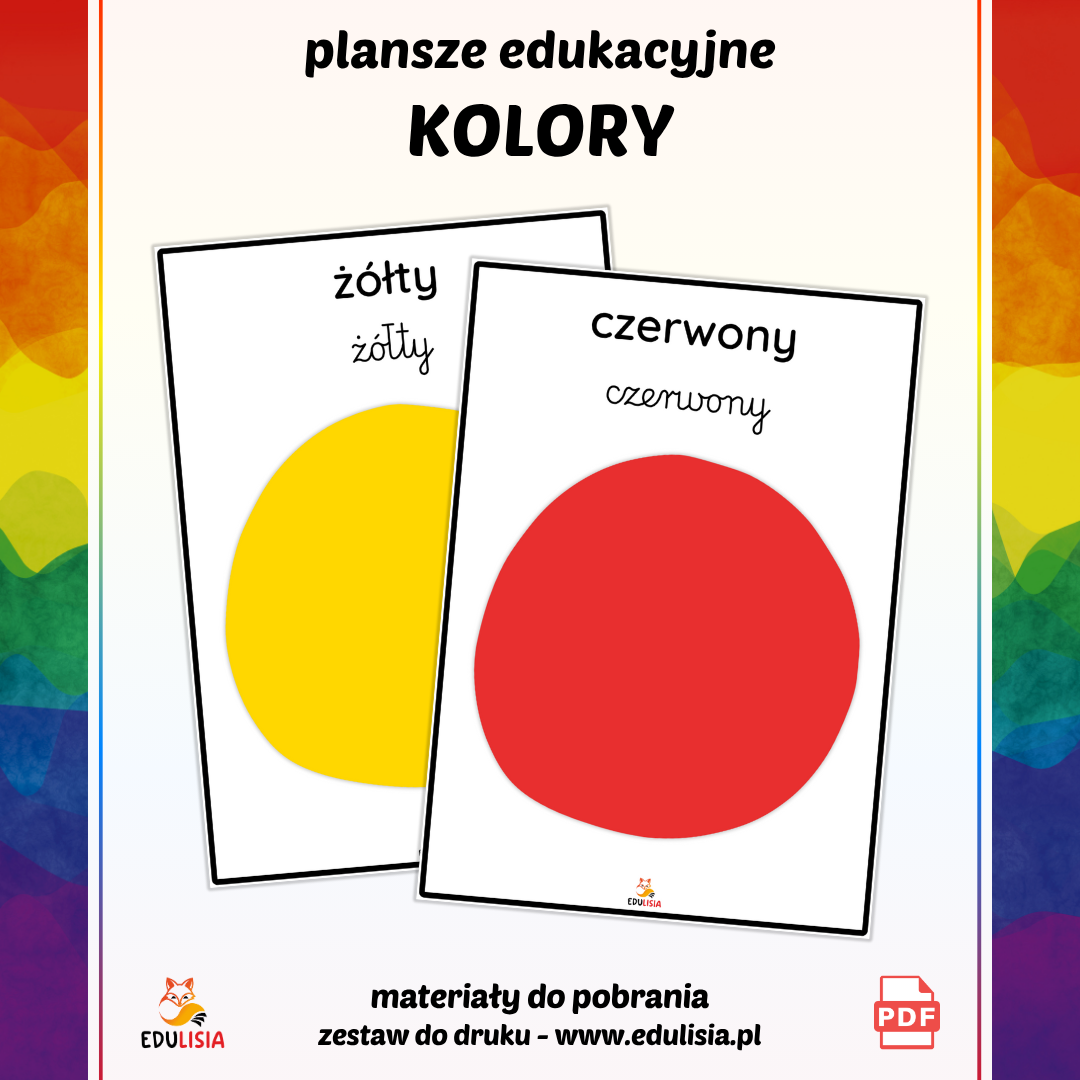nauka kolorów dla 2 latka do druku plansze obrazki