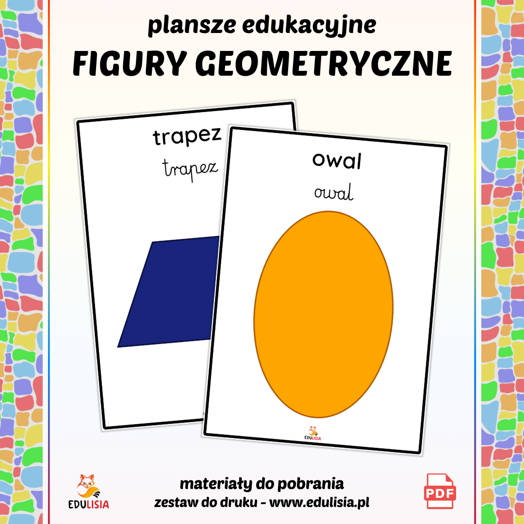 nauka figur i kształtów dla dzieci, plansze do pobrania pdf