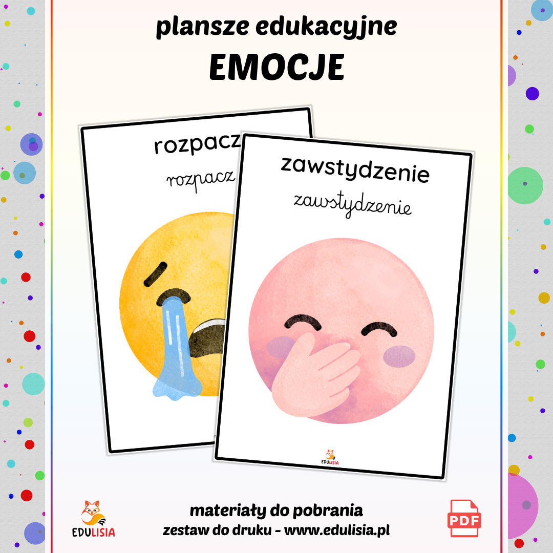 emocje dziecka obrazki trudne emocje plansze do druku 