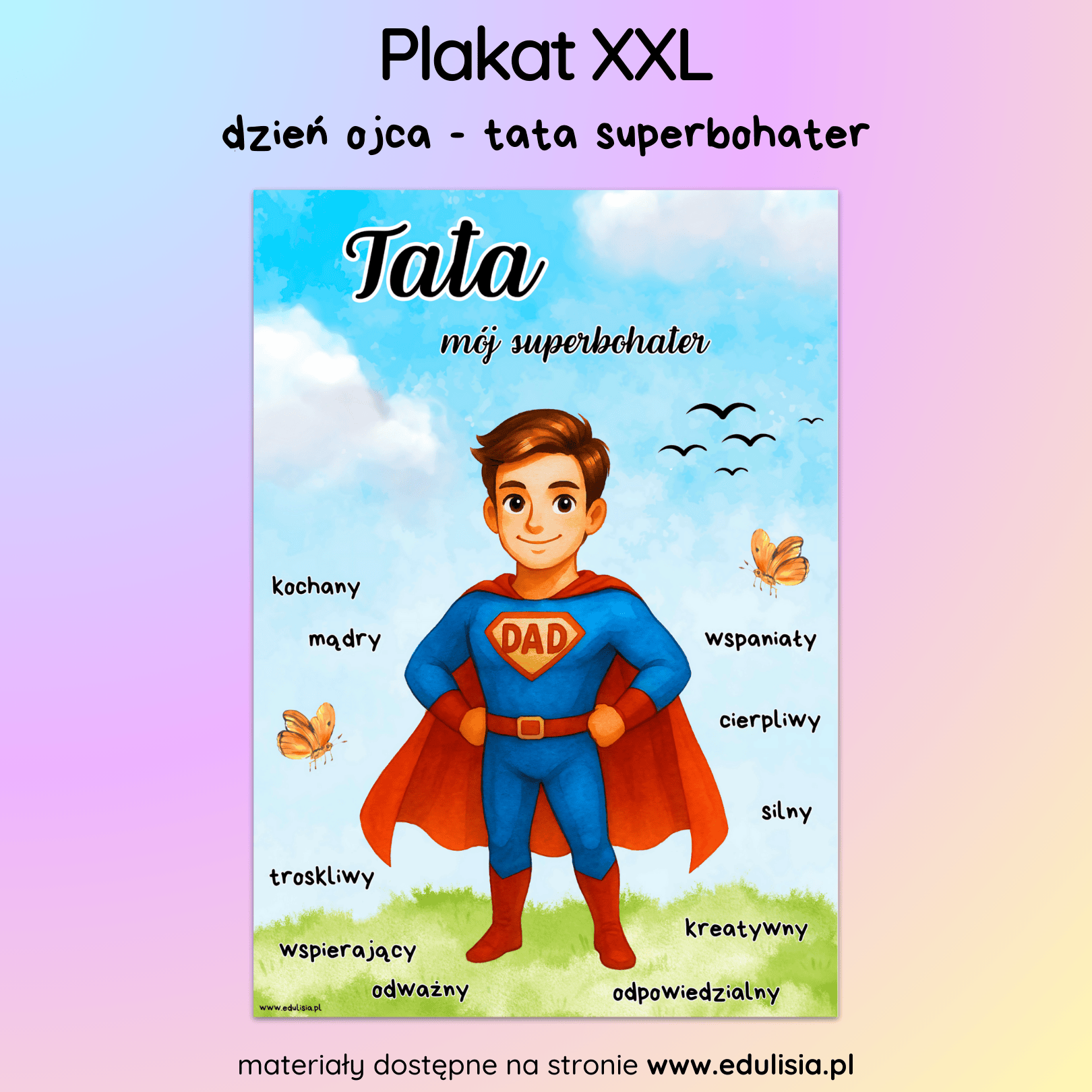 Dzień Taty Dekoracja Plakat Gazetka Superbohater Ojciec