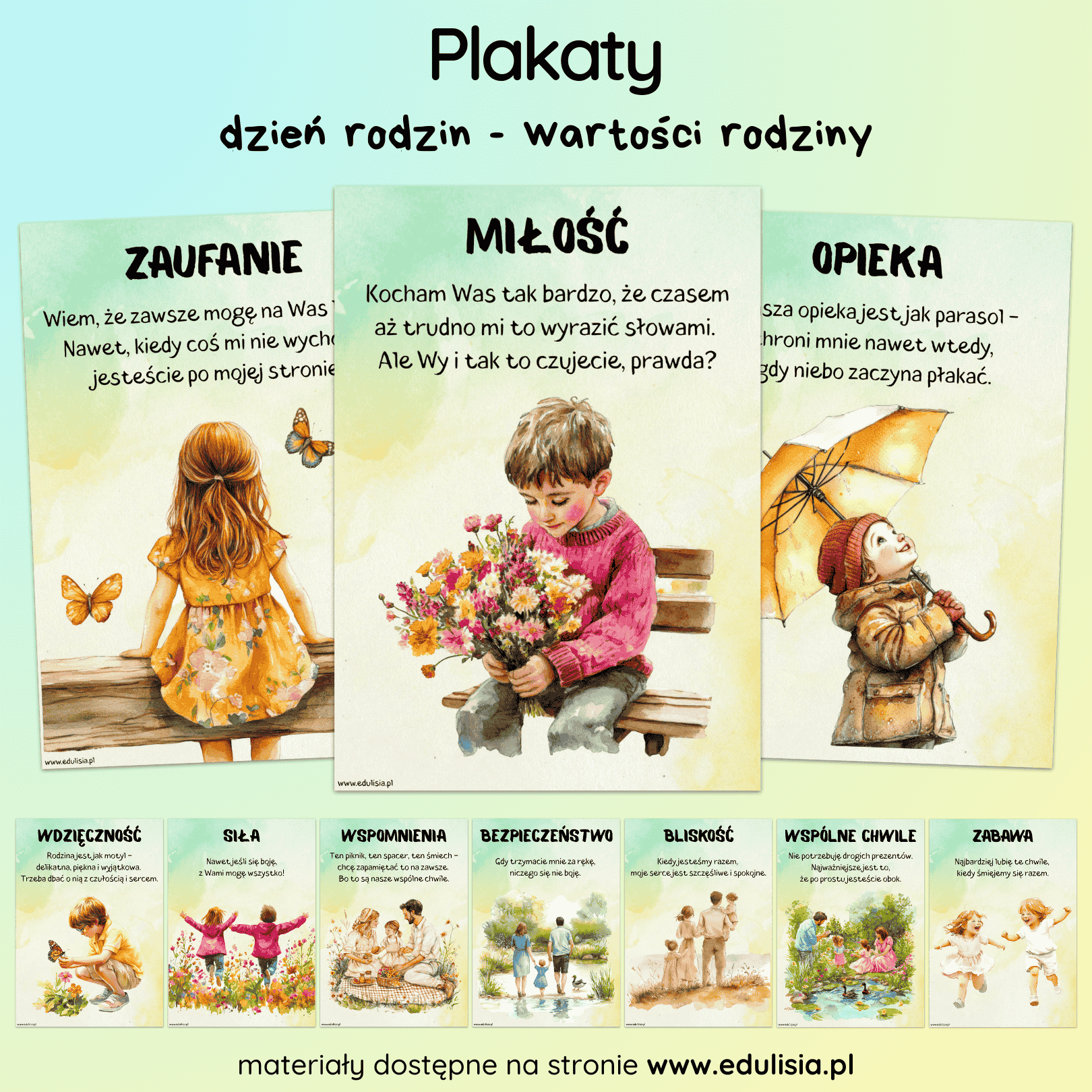 Dzień Rodzin Wartości Rodziny Plakaty z cytatami gazetka prezentacja dla dzieci PDF