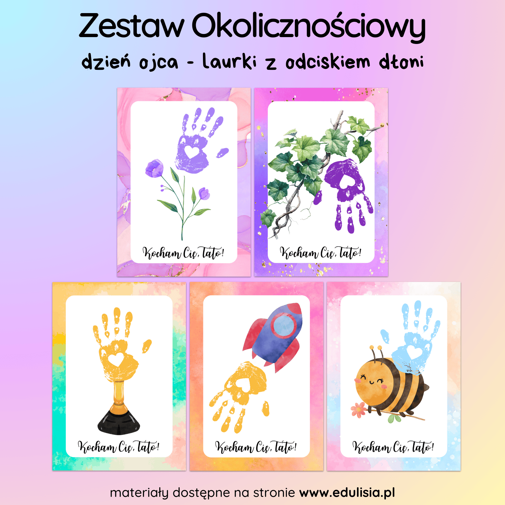 dzień taty prezent laurka z odciskiem dłoni do pobrania