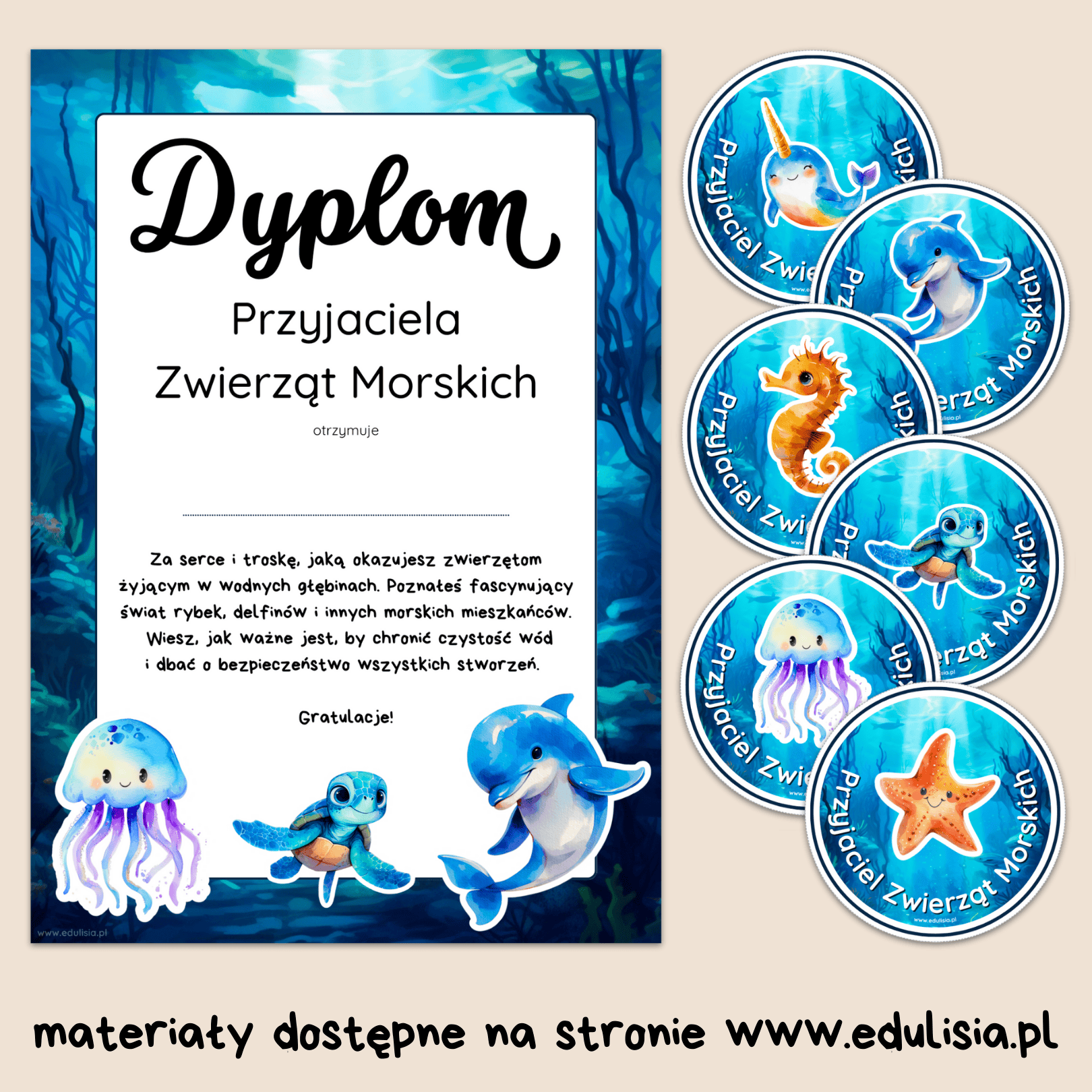 Medal Przyjaciela Zwierząt Morskich – wersja PDF do druku