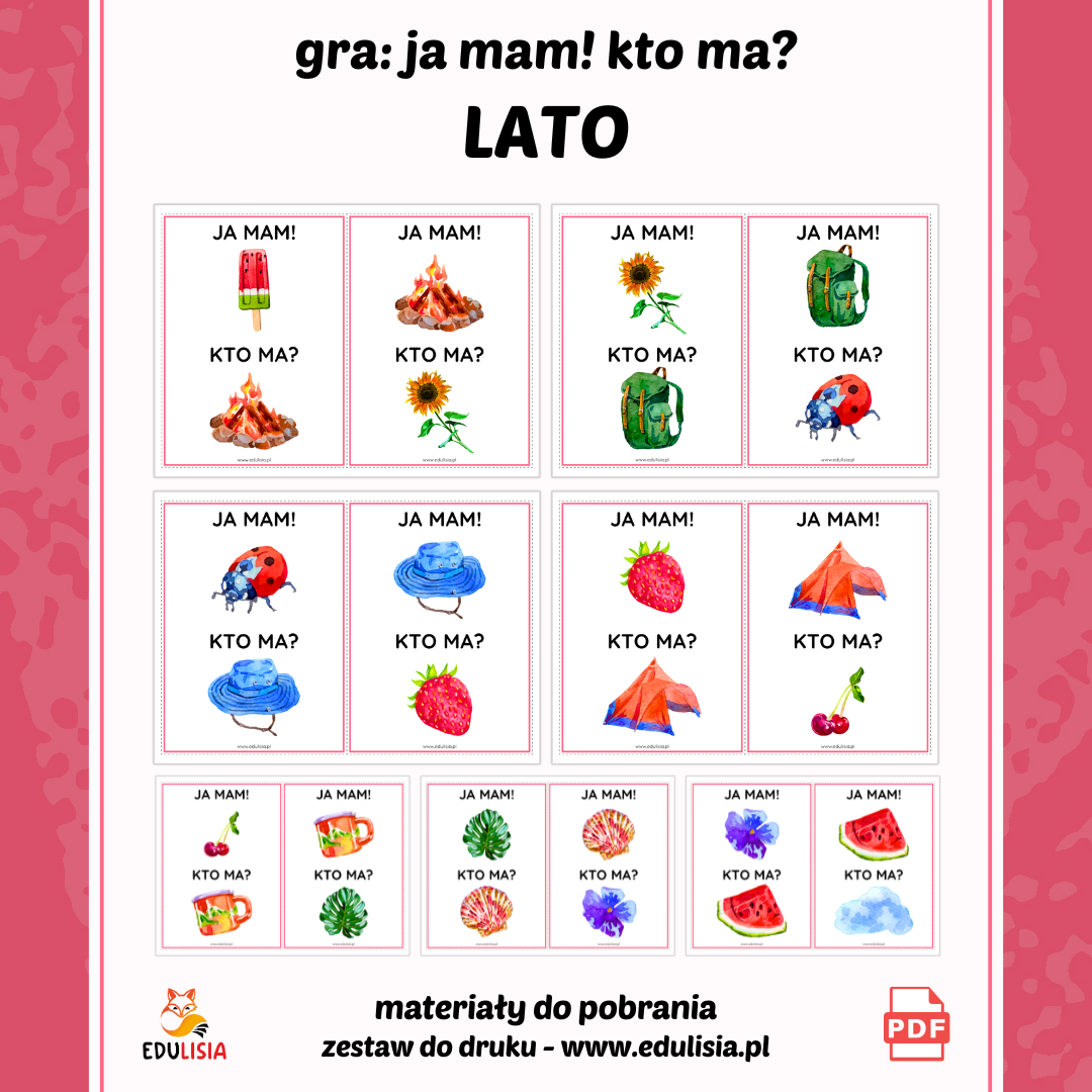 gra ja mam kto ma - karty do gry dla dzieci do druku - pomoce na lato do pobrania