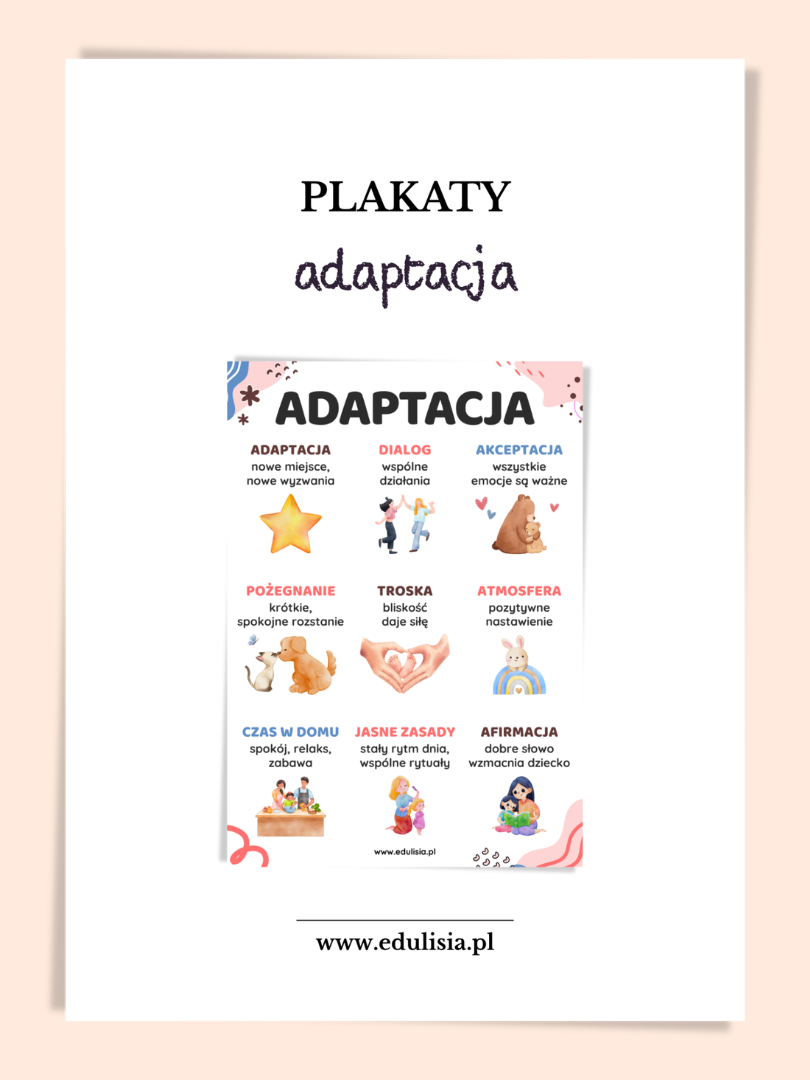plakat o adaptacji w żłobku i przedszkolu dla rodziców 