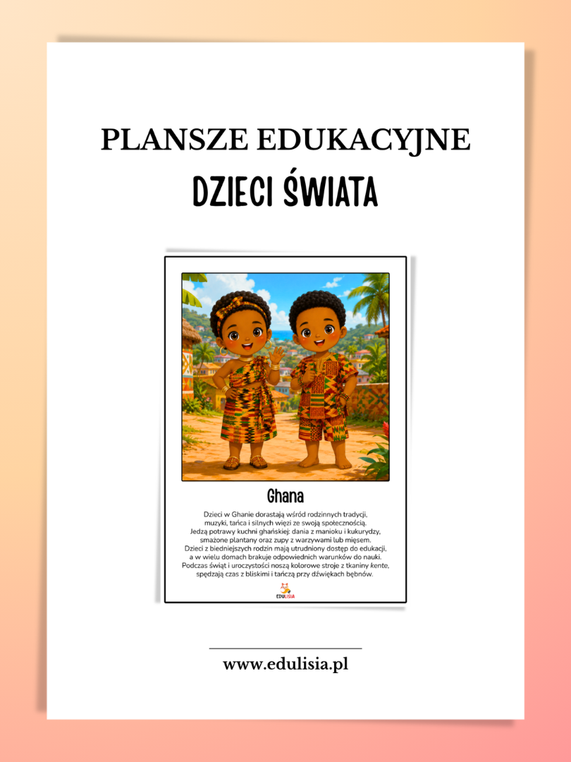Plansze edukacyjne Dzieci świata z ilustracjami i opisami