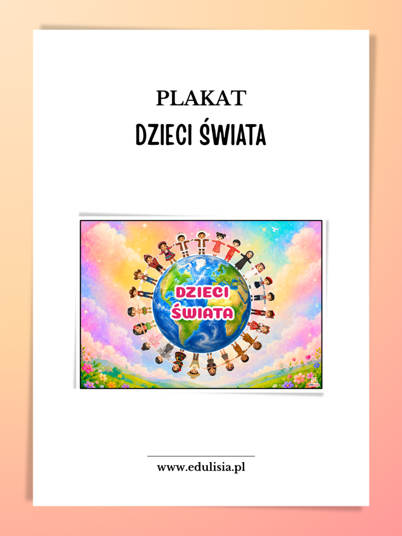 Plakat Dzieci świata z dziećmi z różnych kultur wokół Ziemi
