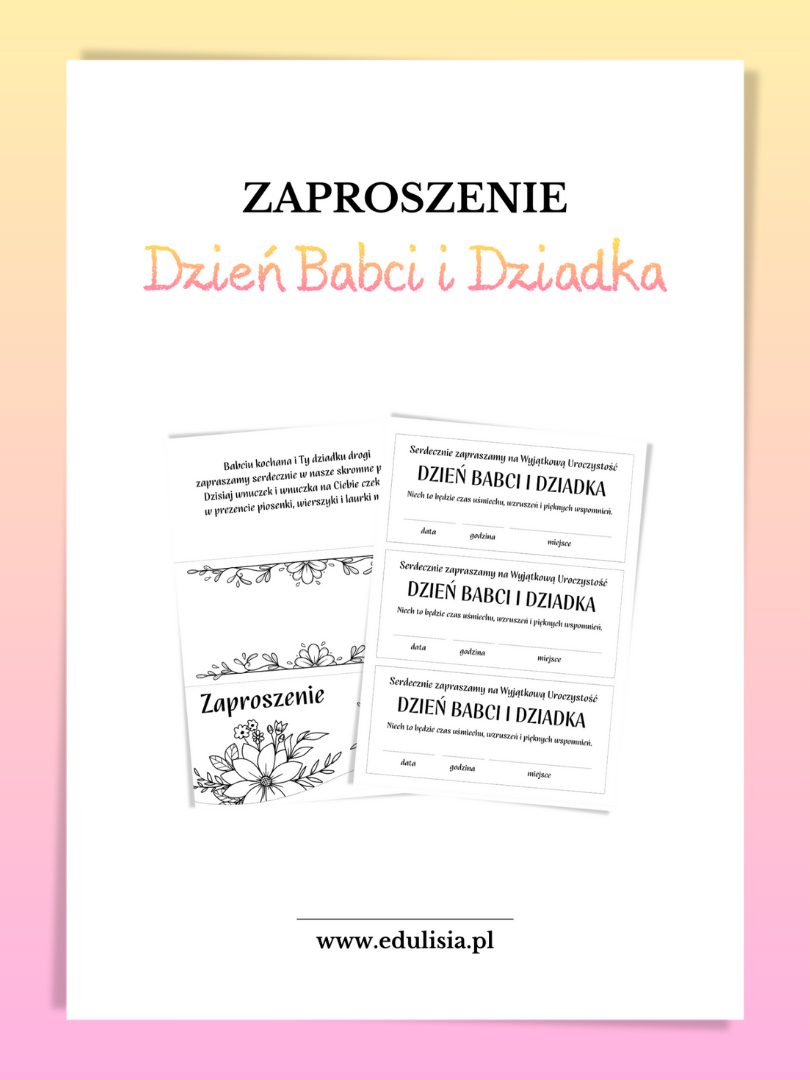 zaproszenie dla babci i dziadka na spotkanie do druku 