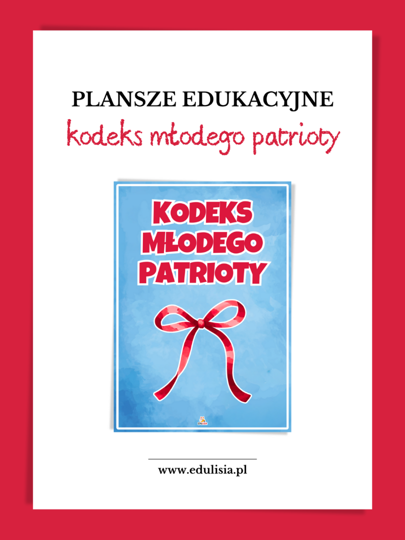 Plansze edukacyjne kodeks młodego patrioty przedszkole szkoła żłobek patriotyzm Polska nauka wartości dla dzieci