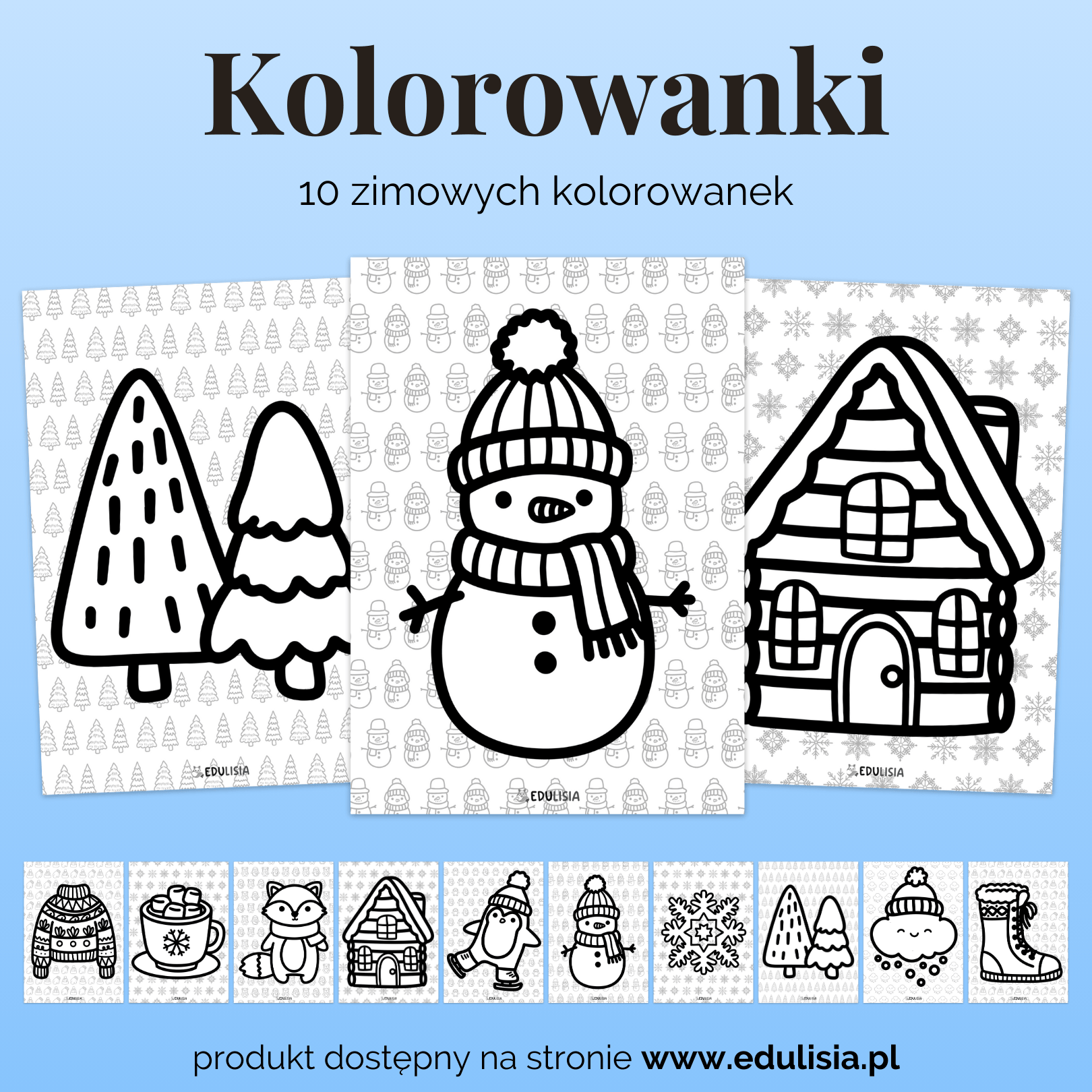 zimowe kolorowanki do druku pdf dla dzieci
