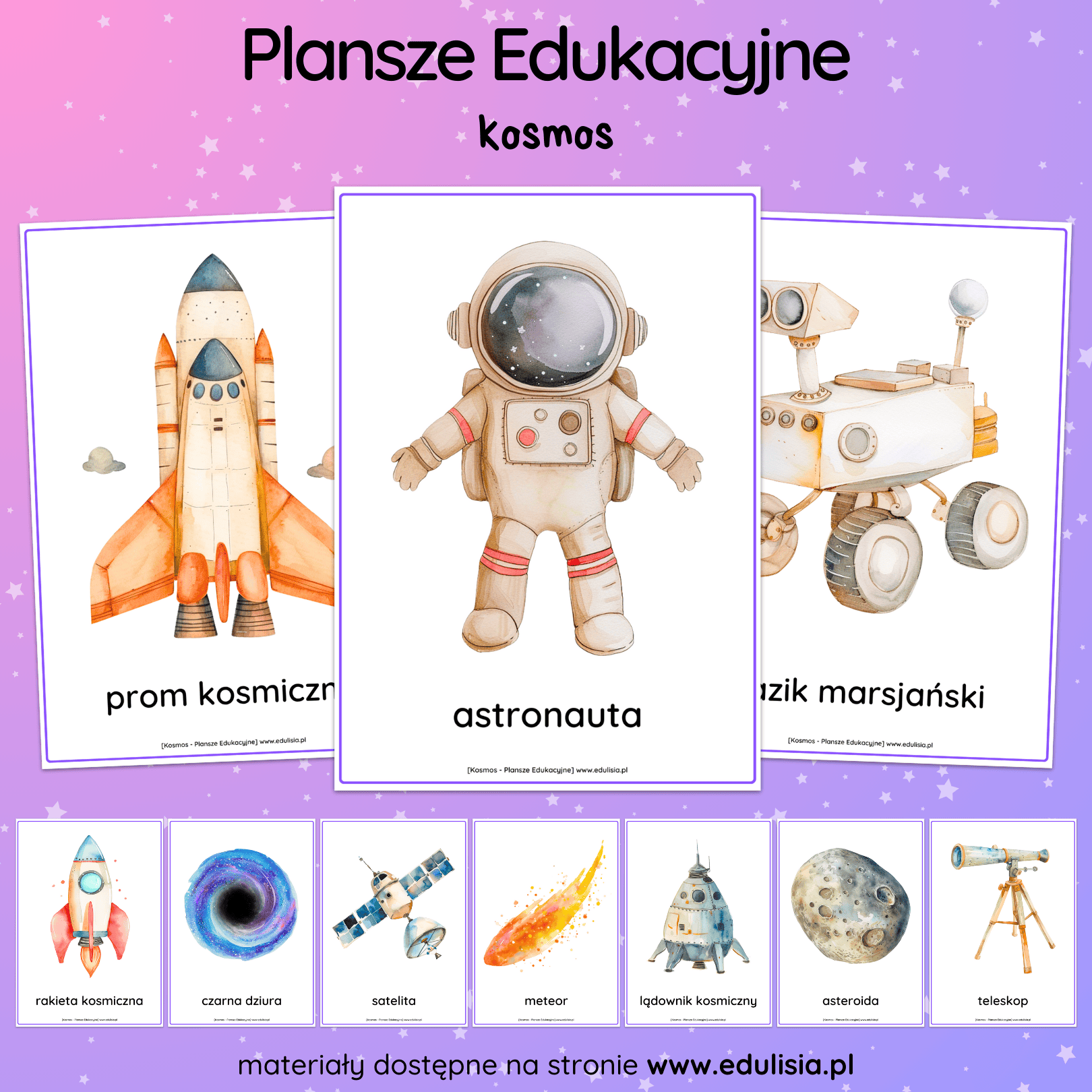 Kosmos Plansze Dla Dzieci Układ Słoneczny Astronauta PDF do druku 