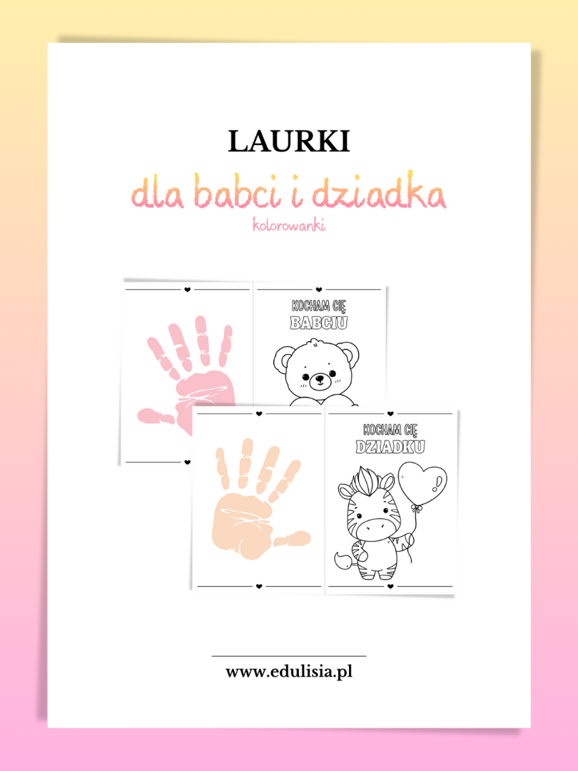 Laurki dla babci i dziadka – kolorowanki do druku dla dzieci
