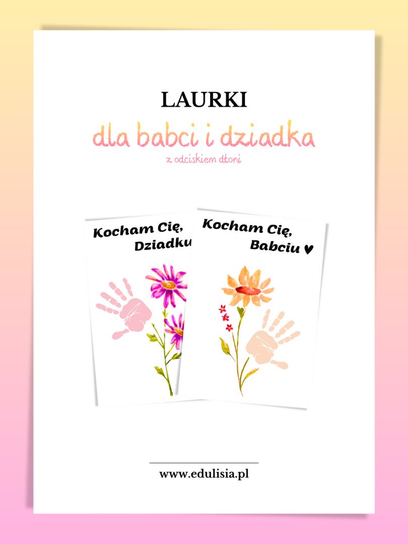 laurka dla babci i dziadka z odciskiem dłoni do druku