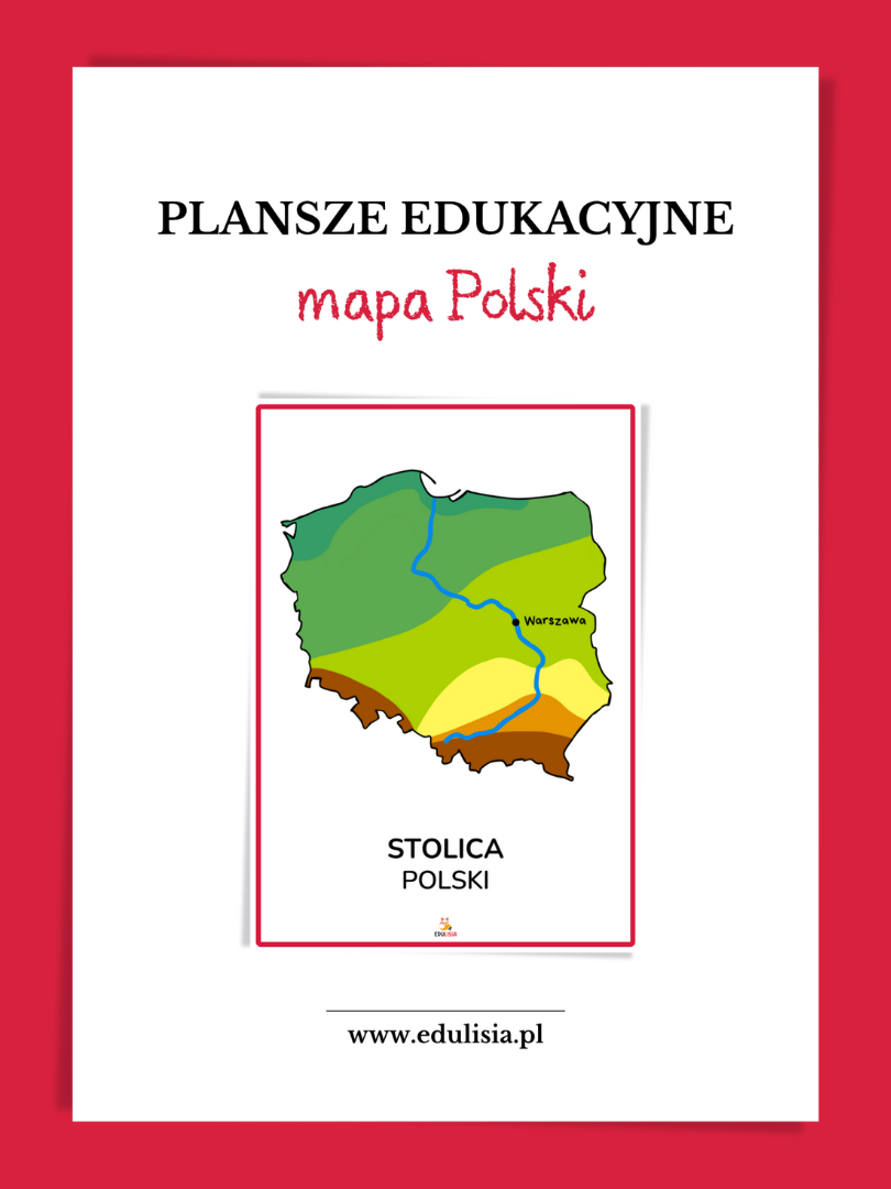 Zestaw plansz edukacyjnych Mapa Polski dla przedszkola i szkoły – nauka geografii