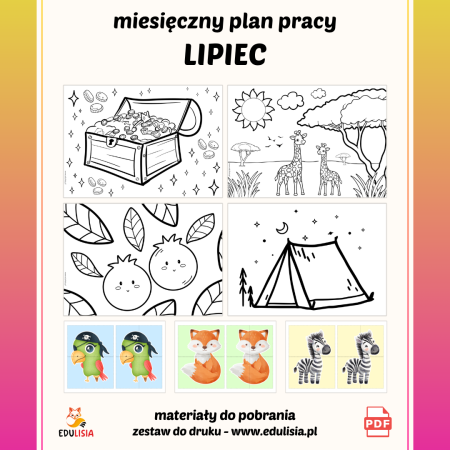 Prace plastyczne przedszkole żłobek wakacje lato las pirat afryka emocje