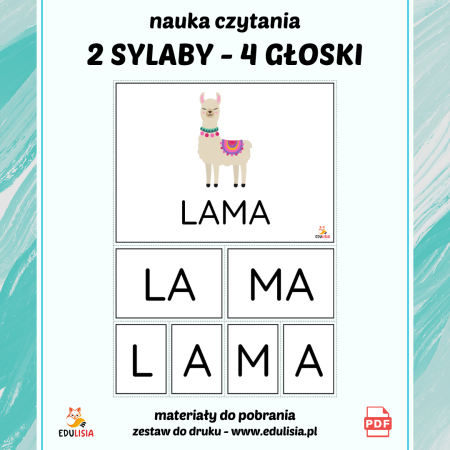 nauka czytania dla dzieci dla 4-latka głoska l m metoda sylabowa do druku