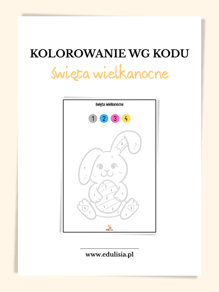 Święta wielkanocne - karty pracy - kolorowanie według kodu