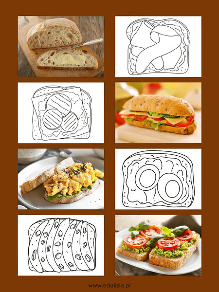 Kanapki - fotografie i kolorowanki do druku