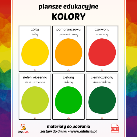 nauka kolorów dla dzieci do druku plansze obrazki