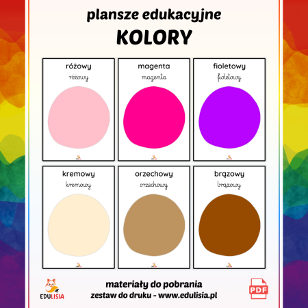 kolory do druku nauka kolorów do pobrania plansze obrazki