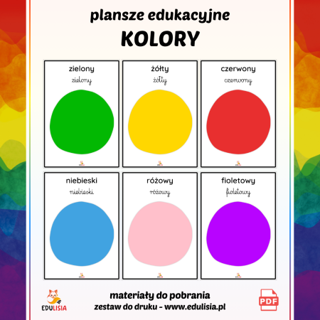 kolory dla dzieci nauka kolorów do pobrania plansze obrazki