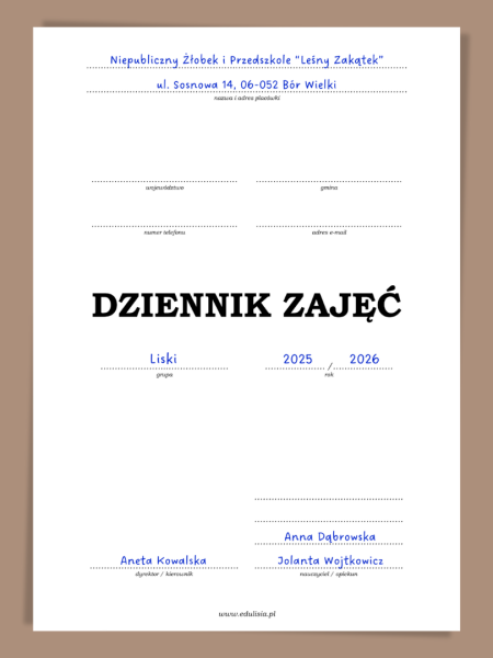 Dziennik grupowy do druku, wzory wpisów do pobrania - żłobek, przedszkole