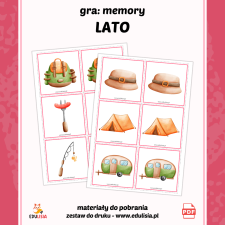 memory do pobrania - obrazki lato, wakacje - pdf do druku