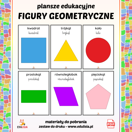 figury geometryczne plansze do druku, nauka figur dla dzieci