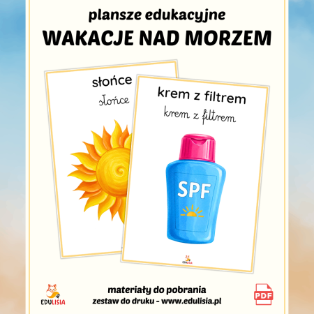 bezpieczne wakacje ochrona przed słońcem - plansze dla dzieci do druku