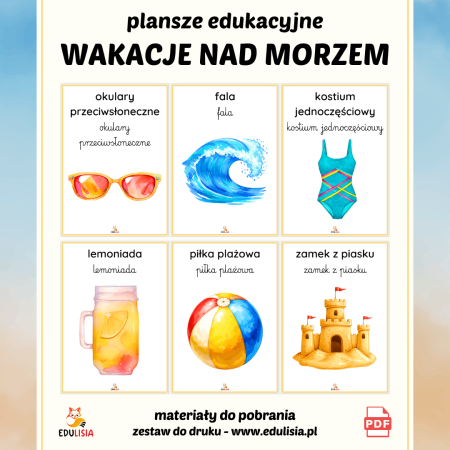 wakacje ubrania na plażę plansze do druku dla dzieci - na zajęcia o wakacjach nad wodą