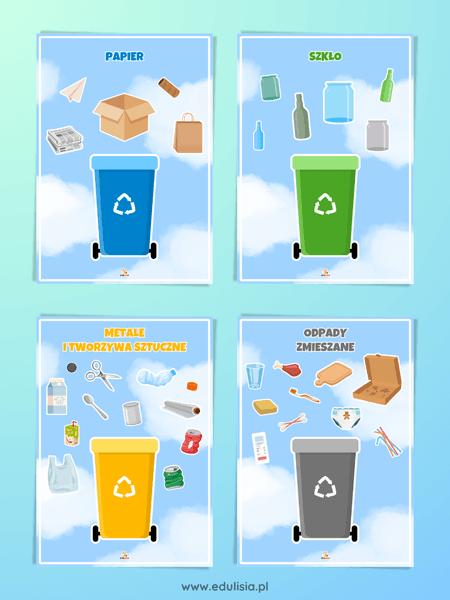 Segregacja odpadów (recykling) - plansze edukacyjne