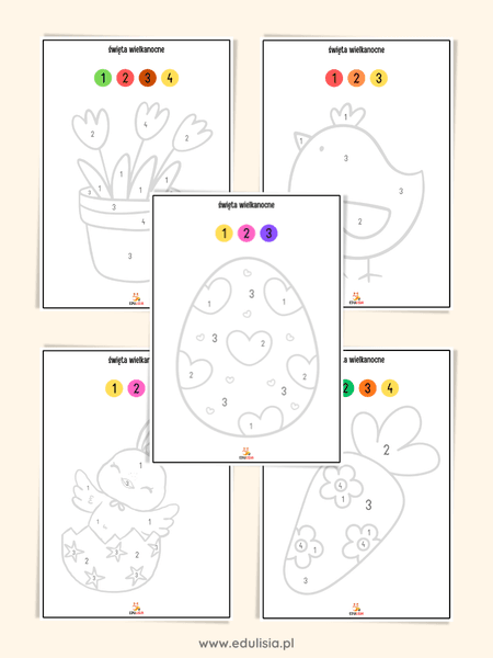 Święta wielkanocne - karty pracy - kolorowanie według kodu