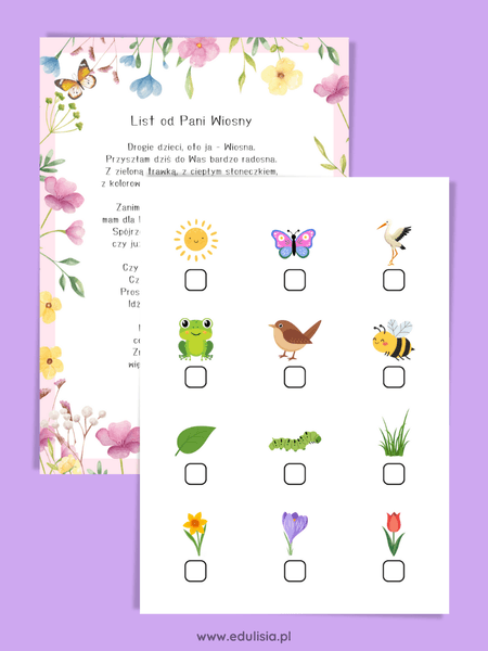 szukanie oznak wiosny - pomoce dydaktyczne