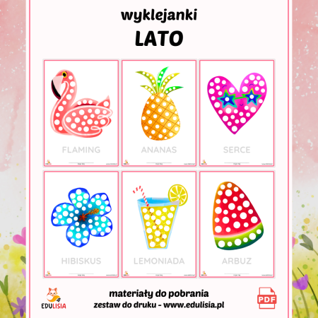 wyklejanki dla dziewczynki i chłopca, obrazki do druku, wyklejanki z bibuły i papieru, lato, wakacje
