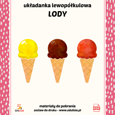 kolorowanka lody do druku, rysowanie po śladzie lody, grafomotoryka dla dzieci, szlaczki