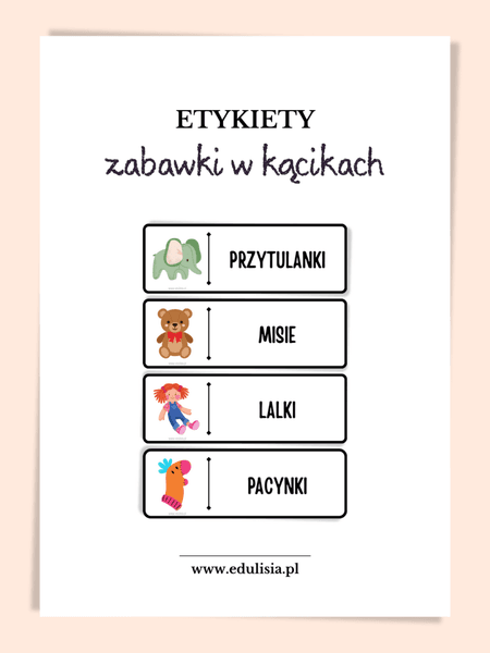 Podpisy na zabawki w kącikach - etykiety