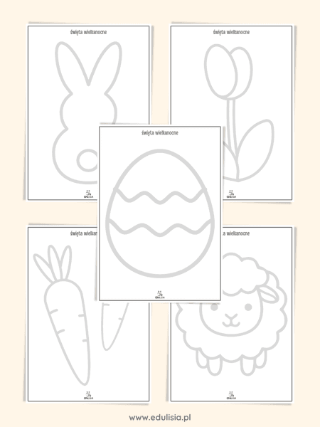 Święta wielkanocne - karty pracy - rysowanie po śladzie