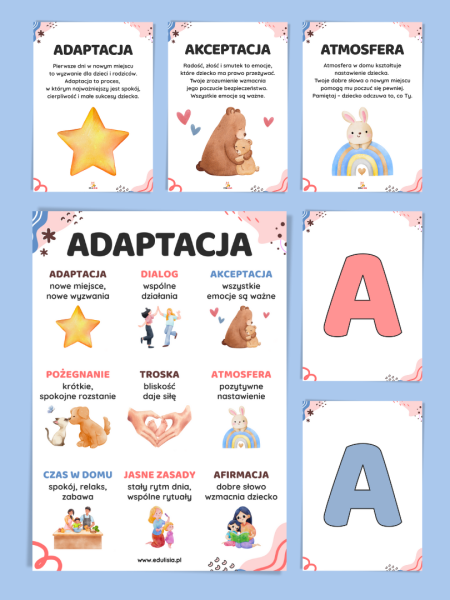 Adaptacja w przedszkolu i żłobku - gazetka, plakat i napis