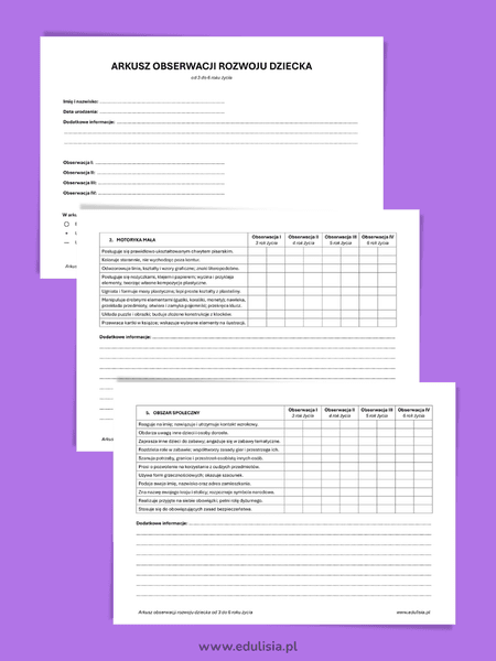 Obserwacja dziecka 3 latek, 4 latek, 5 latek, 6 latek - przedszkole pdf