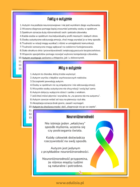 Fakty i mity o autyzmie - gazetka edukacyjna do druku 