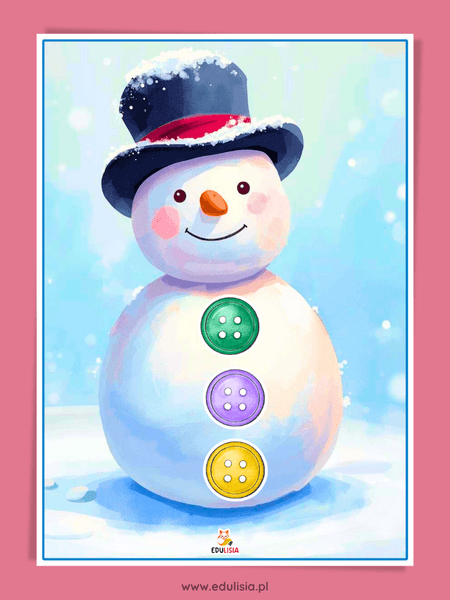 Bałwan zabawa z guzikami do druku dla dzieci układanka