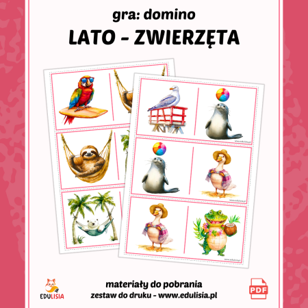 gra domino wakacje i lato do druku zabawa dla dzieci do układania