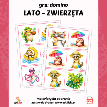 domino dla dzieci na lato i wakacje do pobrania układanka