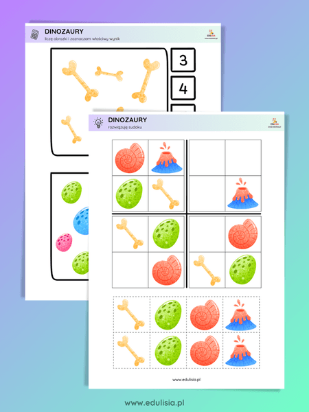Dzień Dinozaura – karty pracy dla 6 latka do druku