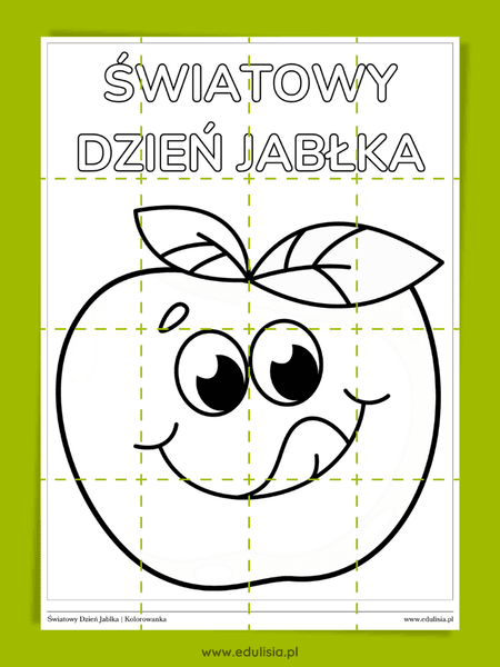 dzień jabłka duża kolorowanka do pobrania 