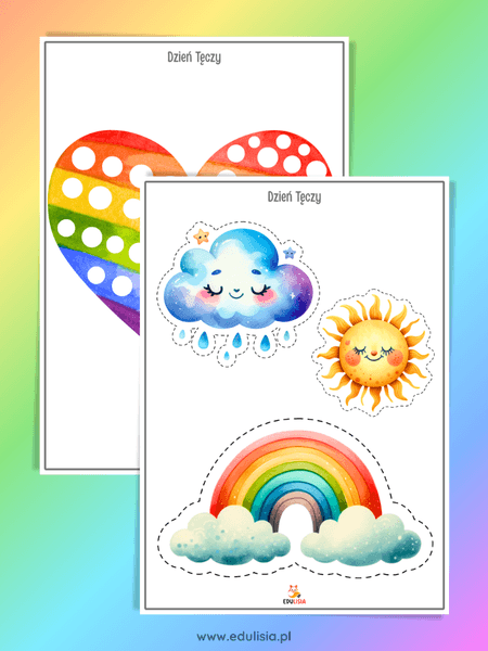 wycinanki i wyklejanki z tęczą do druku 