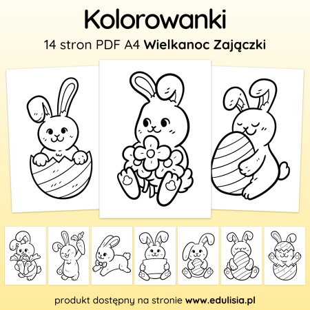 Wielkanoc Zajączki - Kolorowanki