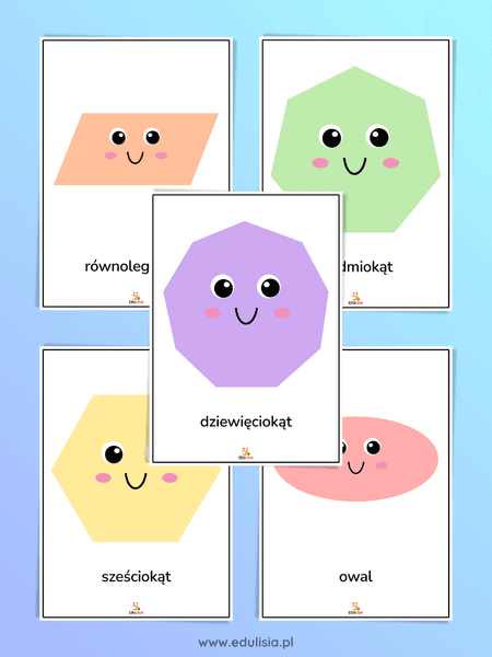 zabawy matematyczne dla dzieci plansze obrazki z figurami