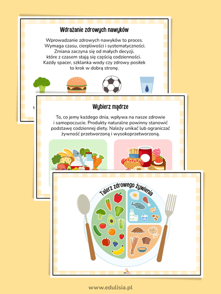 talerz zdrowego żywienia - zdrowe jedzenie - dieta - gazetka szkolna do druku